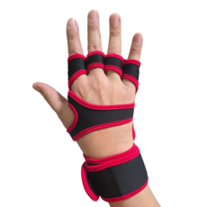 와이엠베스트 굳은살방지 헬스스트랩 헬스장갑 손목보호대 논슬립 일체형 양손세트, 1개, 레드