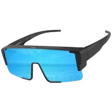 OULAIQI 편광 핏 오버 글라스 선글라스 남성 및 여성용 UV400 선글라스 스포츠 랩 어라운드 운전 사이클링 낚시 블루., 블루