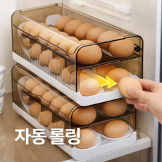러빈홈 자동 계란 디스펜서 2단 냉장고 계란 보관함 굴러오는 계란 정리함, 1개, 그레이