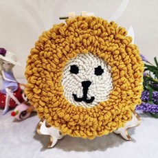 手工DIY戳戳繡材料包, 1個, 【小獅子】線+布+圖紙+繡繃,【無戳筆無支架】
