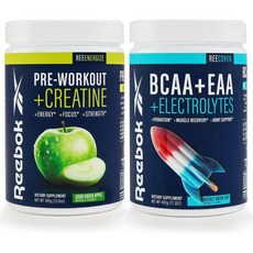 Reebok REEenergize & REEcover Bundle | Pre-Workout + BCAA Performance Pack | Sour Green Apple & Ro, 1개
