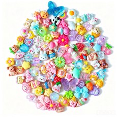 귀염뽀짝 데코덴 파츠 100개 대용량 DIY 폰꾸 탑꾸 키캡 꾸미기 재료, 혼합 혼합