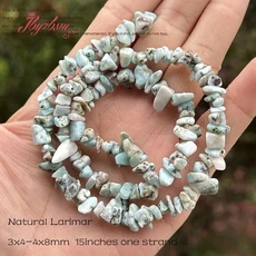 천연 Larimar 스톤 비즈 스페이서 느슨한 DIY 스트랜드 15 인치 귀걸이 Bracelats 쥬얼리 만들기, 10 3x4 4x8mm 15inches