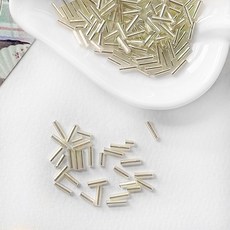(15g) 7mm 투명 막대 비즈 팔찌 목걸이 재료, 실버화이트 (15g 약300개), 1개