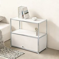 모듈 가구 미드센추리 거실 침실 수납장 협탁, 1개, 흰색