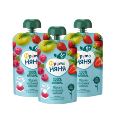 FRUTO NYANYA APLLE STRAWBERRY 프루토냐냐 사과딸기퓌레 90g, 3개, 사과딸기맛