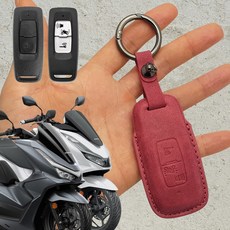 오토티엔 혼다 PCX125 2021년-2026년 튜닝 스마트키 기스방지 가죽 케이스 커버, 1개, 볼케이노 레드