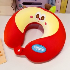 蘋果u型枕 記憶棉可拆洗 辦公室學生午睡頸枕, 紅色色蘋果U型頸枕 記憶棉,32cm