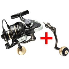 초중급자용 파워핸들 스피닝릴+추가핸들 바다 민물 원투낚시릴 루어낚시릴, 파워핸들 대형 골드+, NXS5000