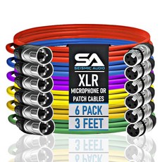지진 오디오 - SAXLX-3-6 3피트 XLR 패치 케이블 3개 팩 스튜디오 무대 랙 기어 라이브 사운드 및 DMX 조명용 컬러 코딩 밸런스 마이크 및 오디오 케이블, 50 Foot, Black