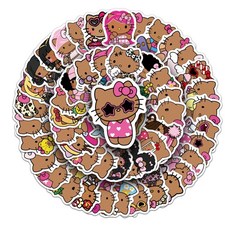 문구보따리 한교동 라부부 스티커 다꾸 스티커 50장세트 이치고신문 미니스티커, 1세트, 헬로키티 태닝 50매