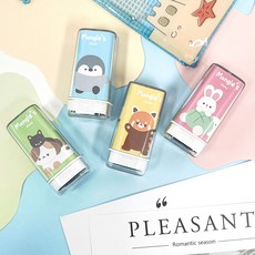 몽글스스탬프 해양 동물 펭귄 거북이 토끼 레서판다 고양이 동물, 1개