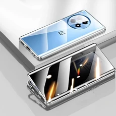 OnePlus 13 12R 학위 개인 정보 전체 렌즈 자기 강화 유리 커버 케이스에 대한 안티 엿보는 금속, 02 For OnePlus 12, 02 실버