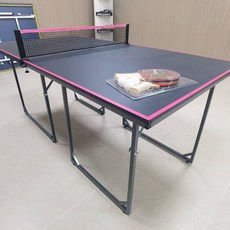 야외용 탁구대 펜션 기숙사 유원지 싱글 다이 접이식 정원 탁구대 캠핑장, 1개, A. 검정색과 핑크색 테두리 바퀴 없이 접이식