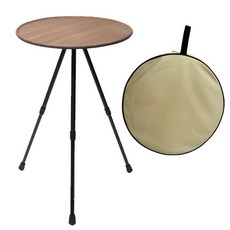 캠핑트리 캠핑 사이드 테이블 원형 높이조절, 우드