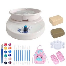 도자기 물레 도자기물레 탁상용 전기 소형 미니 손물레 몰레 학습용 교육용 도예기 세트, 플러그인, 흰색 돌리는방식