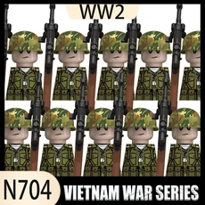 시티 밀리터리 베트남 전쟁 미군 블록 세트 WW2 병사 피규어 헬멧 조끼 액세서리 브릭 소년 선물, 01 B34-36-2-10PCS