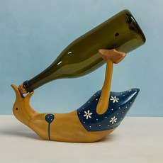 戊辰美學 居家擺件 可愛鴨子造型木頭酒架 餐桌裝飾禮品, 1個, 比基尼(不含酒瓶30.5*16.5*24