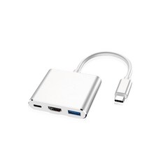 鋁合金Type-C轉HDMI讀卡機三合一轉接器，輕巧便攜，高速傳輸，即插即用，擴展設備連接，享受高畫質影音體驗, 1個, 銀