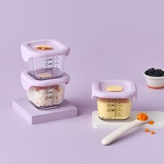 락앤락 리틀럽 디어 이유식용기 정사각 실리콘 간편캡 260ml 3P, 라벤더
