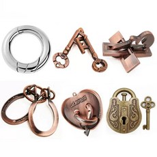 비포쉬프팅 지혜의고리 세트 데블스플랜 고리 자극 두뇌 세트 퍼즐 46종, 모두를 위한 입문 6종 세트 수납 가방 포함, 기본 색상, 1조각