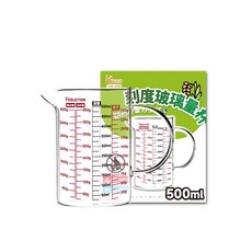Ho覓好物 刻度玻璃量杯 透明刻度量杯 耐熱玻璃量杯 烘焙量杯 多功能量杯, 1個, 500ML