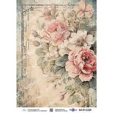 S-mai Art 蝶古巴特專用紙 A4尺寸 復古花卉拼貼藝術紙, D-0209專用紙,A3