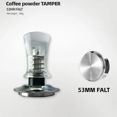 BEARR 깊이 조절 가능한 에스프레소 커피 탬퍼 투명 사이버 펑크 압력 54MMPowder 망치 분배기 바리스타 도, 06 53MM FALT