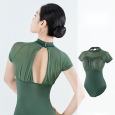 성인 발레복 하이넥 반팔 레오타드 스커트 세트 2색