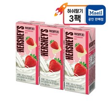 허쉬 초콜릿 드링크 딸기 멸균우유, 190ml, 3팩