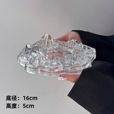 冰山造型玻璃菸灰缸 辦公室創意個性菸缸 家用高級感客廳輕奢擺件, 冰山菸灰缸【透明】, 1個