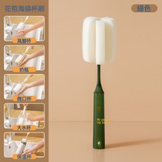 DFMEI 長柄海綿洗杯刷多功能家用洗奶瓶刷水杯刷子雙層清潔去污情侶杯刷, 1個