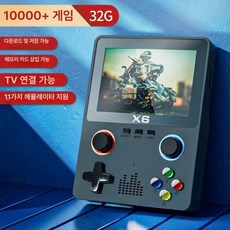 3.5인치 IPS 화면 레트로 비디오 게임 콘솔 휴대용 클래식 게임, 테크블랙 32G+8000+스트리트게임 1인용, 기본 색상