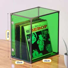 黑膠唱片架 古典懷舊 LP唱片收納架 黑膠碟片收納箱 CD架 收藏 老唱片盒 黑膠收納盒 黑膠唱片防塵盒 YFGF, 透綠, 1個