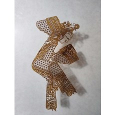 皮影 佳人 純手工雕刻 仿古色 牛皮材質 尺寸25x16cm, 如圖所示, 1個