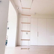 줄사다리 원목 실내 그네 매달리기 방문 로프 놀이기구 문틀 가정용, 1개, 파인우드 6개 클라우드 사다리+행잉