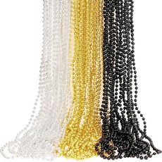 JULBEAR 새해 비즈 목걸이 30피스 마디 그라 비즈 목걸이 해피 뉴 이어 이브 파티 선물 카니발 장식 코스튬 액세서리 용품, 새해 스타일