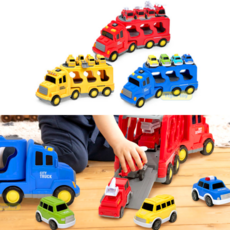 남아자동차놀이 트레일러트럭 미니자동차장난감 칼라트럭 3종 15pcs
