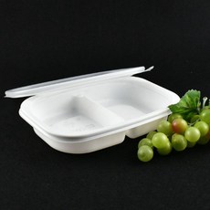 사각 2칸 반찬 일회용 용기 GP-2002-2B 백색 100세트