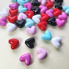 5P 컬러 하트 비즈 키링 재료 악세사리부자재 팔찌 스트랩 열쇠고리 키홀더 가방꾸미기, 5개, 레드