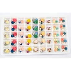 美甲合金鑽飾套組 珍珠寶石水晶大鑽混合 立體異形鑽 穿戴甲造型設計 堆鑽飾品盒裝, 1個, 花04【格子10*10mm】45顆