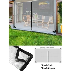 0.35MM 메쉬 강화 PE 방수포 지퍼형 파고라 가제보 스크린 파티오 인클로저 텐트 커튼, 검은색
