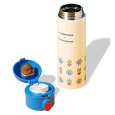 BEDDYBEAR杯具熊彈跳直飲保溫杯(奧特曼特曼聯名款) 兒童吸管保溫瓶 安全材質 一鍵開啟, 像素奧特曼, 1個, 480mL