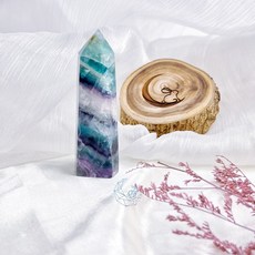 螢石柱 夢幻 紫紺 綠紫漸層 神秘 深海感 帶彩虹光, 1個