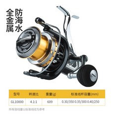 A 優選 10000型全金屬釣魚捲線器 海水兩用 海竿遠投輪拋竿, GL10000遠投輪（加深線杯）