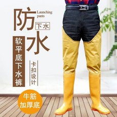 男士加厚防水連體雨鞋褲, 1個, 黃釣軟底（拍大一碼）,36