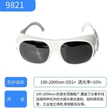 9821 激光防護眼鏡 190-2000nm OD1+ 適用於脫毛儀與工業防護, 9821激光眼鏡+拉鍊盒（脫毛儀用）