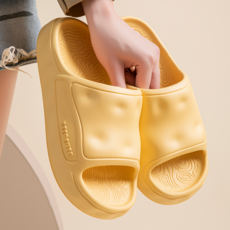 Keep Cute EVA 厚底拖鞋 - 居家外穿防滑軟底浴室涼拖, 黃色, 36-37