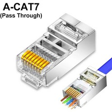 11030Pcs RJ45 Cat7Cat6Cat5 차폐 커넥터 통과 크리스탈 엔드 금도금 8P8C 압착 UTP 이더넷 모듈러 플러그, 17) 20Pcs - CAT7Pass Through, 1개
