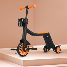 세발자전거+킥보드 양용 퀵보드 삼륜차 주니어 자전거 씽씽이 안전, 오렌지, 808108350951